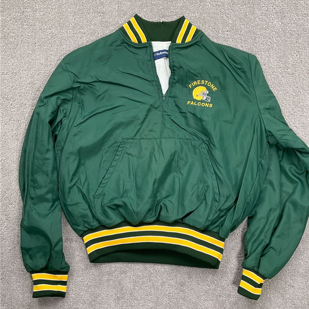 Holloway Jacket Men L Green Akron FIRESTONE FALCONS Football Nylon Pullover